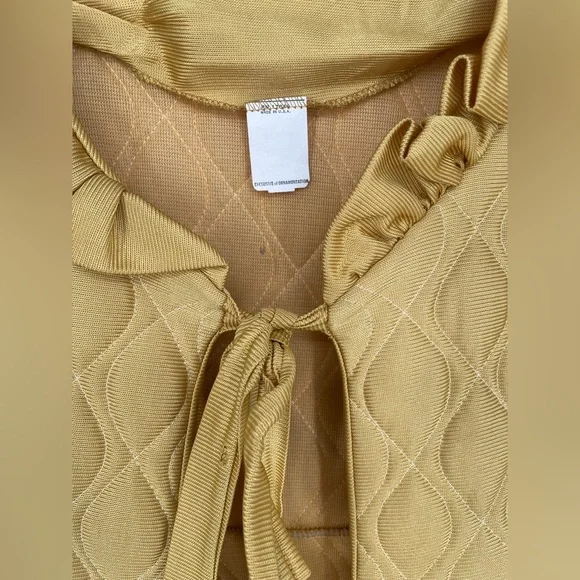 Vintage Gold Quilted Lounge Set Maxi Bed Jacket & Slinky Pants - Picture 8 of 17